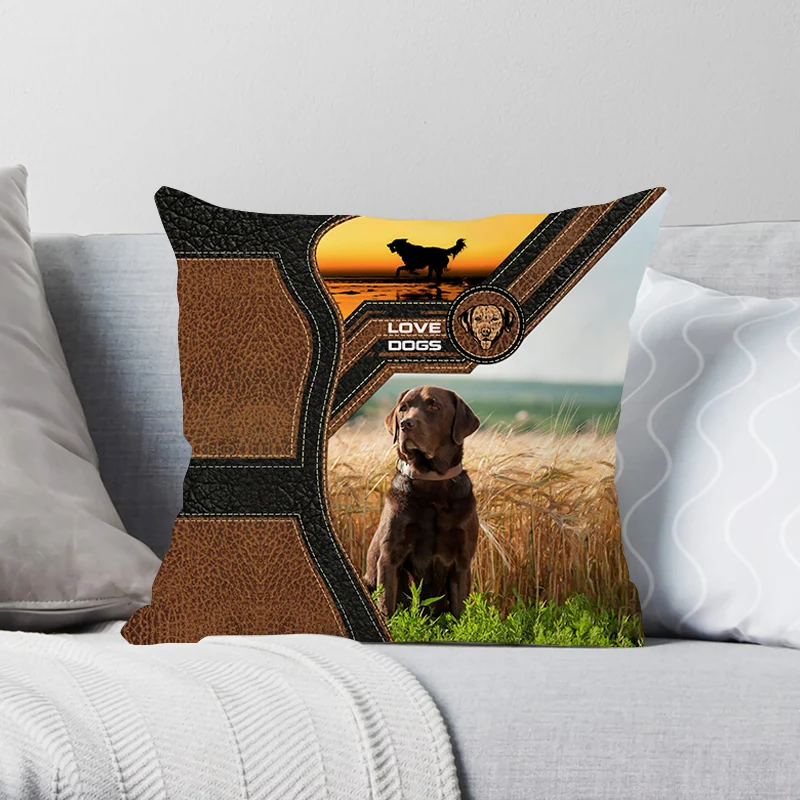 CLOOCL Fashion Chocolate Labrador Pillow Case Cute Animal Dog Printed Kids Cushion Cover Home Decor Boy Girl Sofa Car Pillowcase