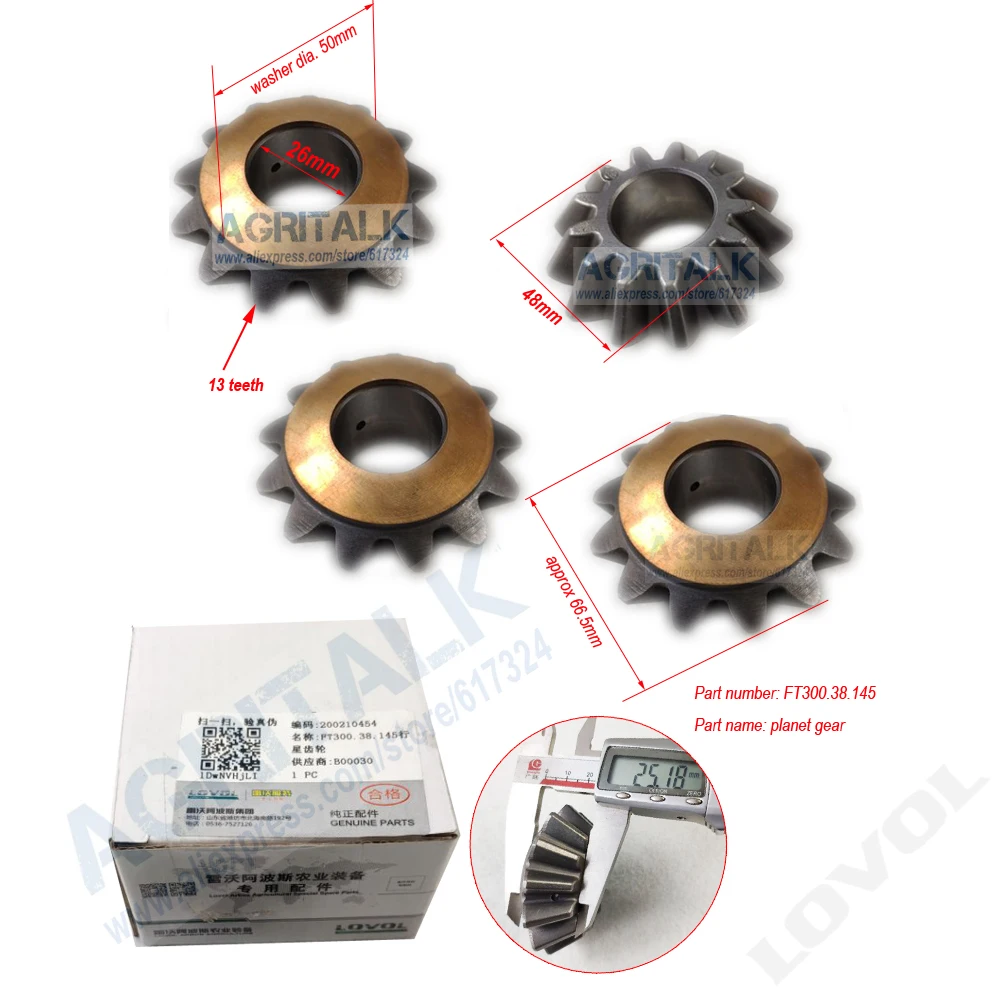 

The planet gear set for Lovol tractor like FT304-FT504 (please check the dimenssion, part number: FT300.38.145