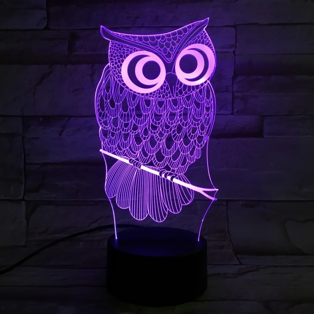 Owl Lamp 3D Night Light Led Colorful Nightlight Touch Remote Bedside Moon Lamp Bedroom Decoration Holiday Gifts for Kids Baby