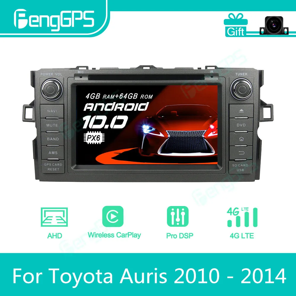 For Toyota Auris 2010 - 2014 Android Car Radio Stereo Multimedia DVD Player 2 Din Autoradio GPS Navigation PX6 Unit Screen