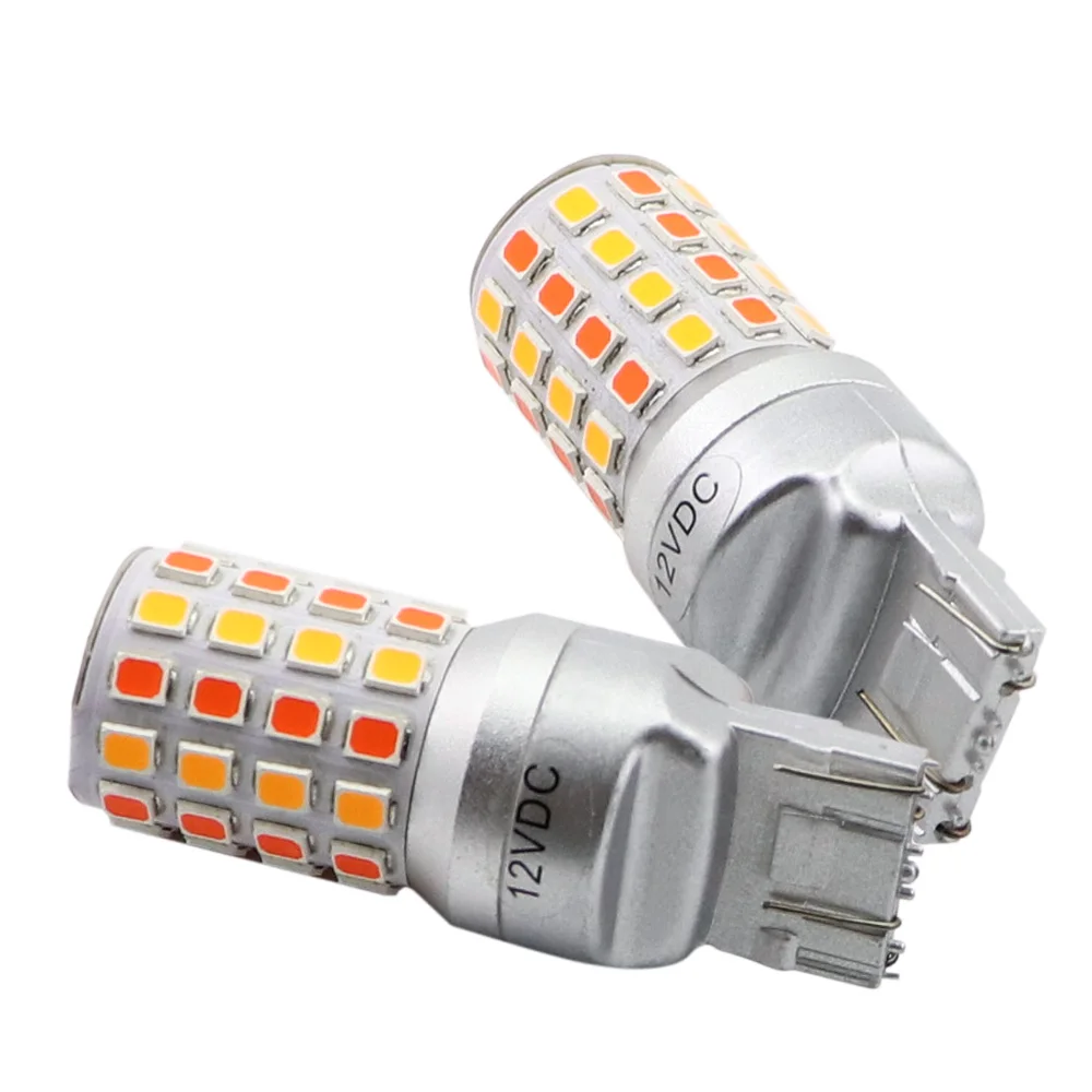 Dual Kleur 7443 7444 T20 W21/5W Led Licht Voor Lada Kalina Granta Vesta Drl Lampen 12V wit En Geel 2835 Smd 6W