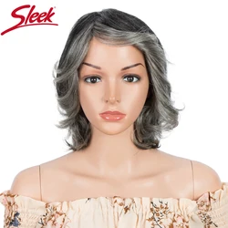 Sleek Human Hair Wigs Short Wig For Women Pixie Cut Wig 100% Remy Brazilian Hair Wigs For Black Women Left Part Gray Wigs