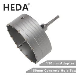 HEDA 150mm Concrete Tungsten Carbide Alloy Core Hole Saw SDS PLUS Electric Hollow Drill Bit Air Conditioning Pipe Cement Stone