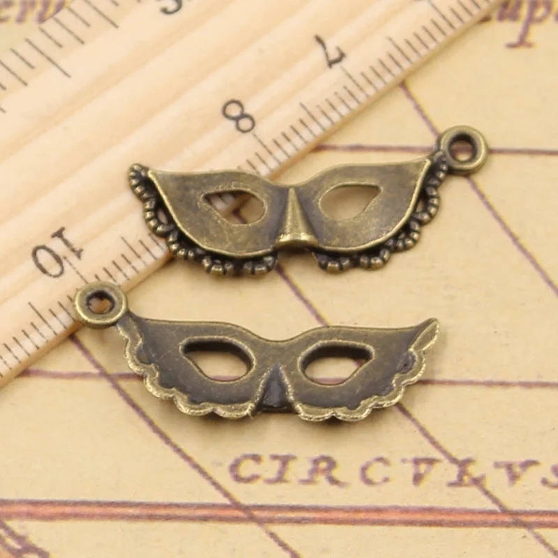 20pcs Charms Party Mask Masquerade Mardi Gras 31x12mm Tibetan Bronze Silver Color Pendants Antique Jewelry DIY Handmade Making