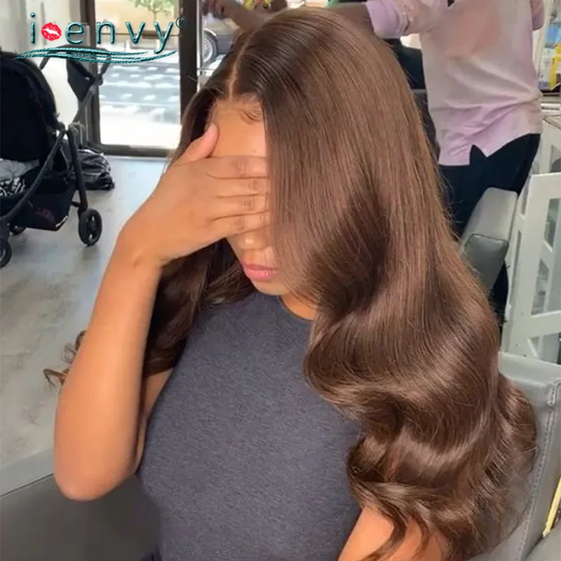 Brown Lace Front Wig Human Hair Body Wave Human Hair Wigs Transparent Colored Lace Front Wigs For Women Peruvian Human Hair Remy