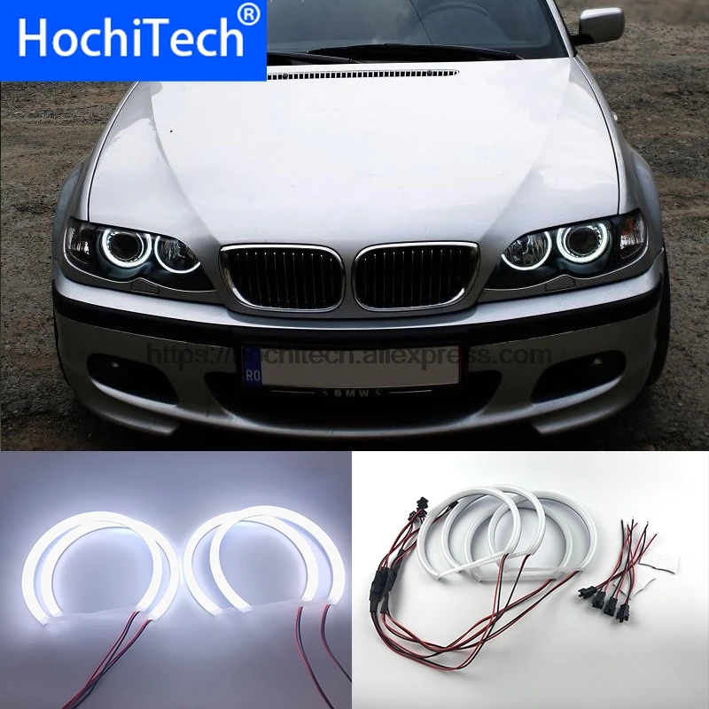 

HochiTech for BMW 98-03 pre-facelift E46 coupe cabrio with PROJECTORS Milk White Halo light car SMD LED Angel Eyes Halo ring Kit