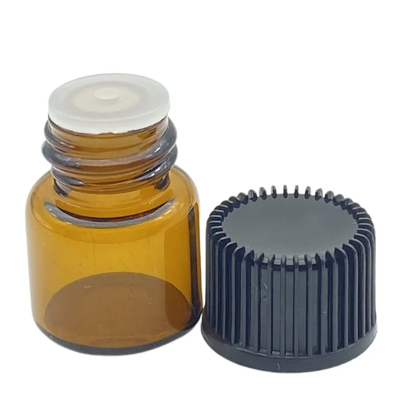 

Hot Sale 1/4 Dram Small Amber Glass Bottles with Orifice Reducer and Cap Mini Essential Oil Vials 1ml Jar