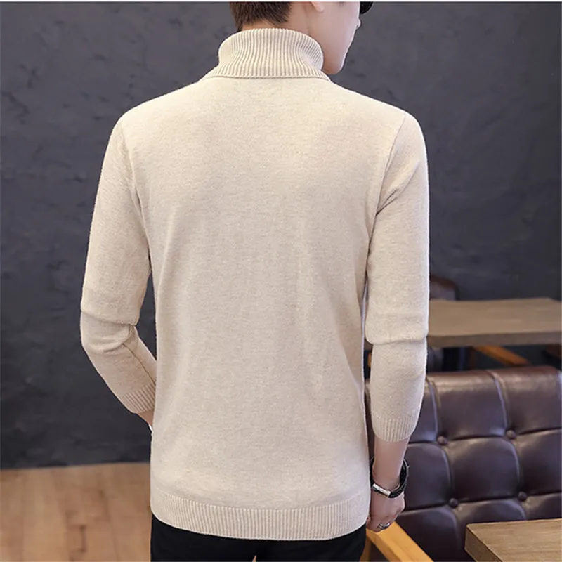 2023 Warm Brand Autumn Men's Fashion Casual Men's Sweater Men Pullover High-Necked Solid Sweater M-3XL