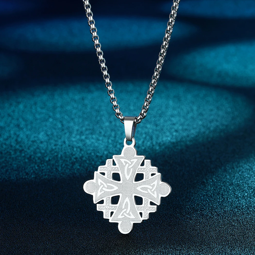 Chandle Jerusalem Cross CZ Pendant Necklace for Men and Women