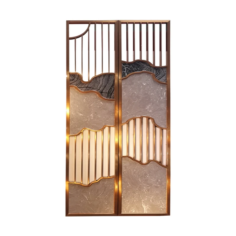 Stainless steel screen living room Xuanguan home screen partition new Chinese metal