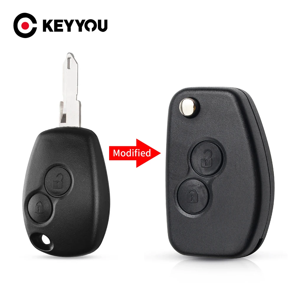 KEYYOU Per Renault Duster Logan Fluence Clio Kangoo Sandero Espace Modificato di Vibrazione di Chiave Dell\'automobile Borsette 2 Bottoni Fob VAC102