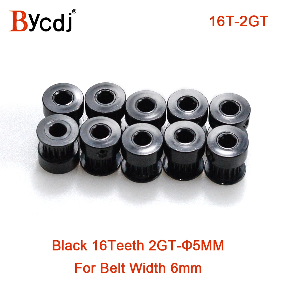 Black 16 teeth 2MGT 2GT Timing Pulley Bore 5mm small backlash for 2M GT2 Open Synchronous belt width 6mm 16Teeth 16T VORON
