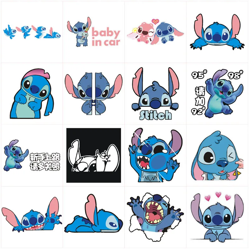 Kawaii Stitch Car Sticker Styling Waterproof Auto Baby In Car Window Driving Lilo And Stitch Decals Windshield Accessories