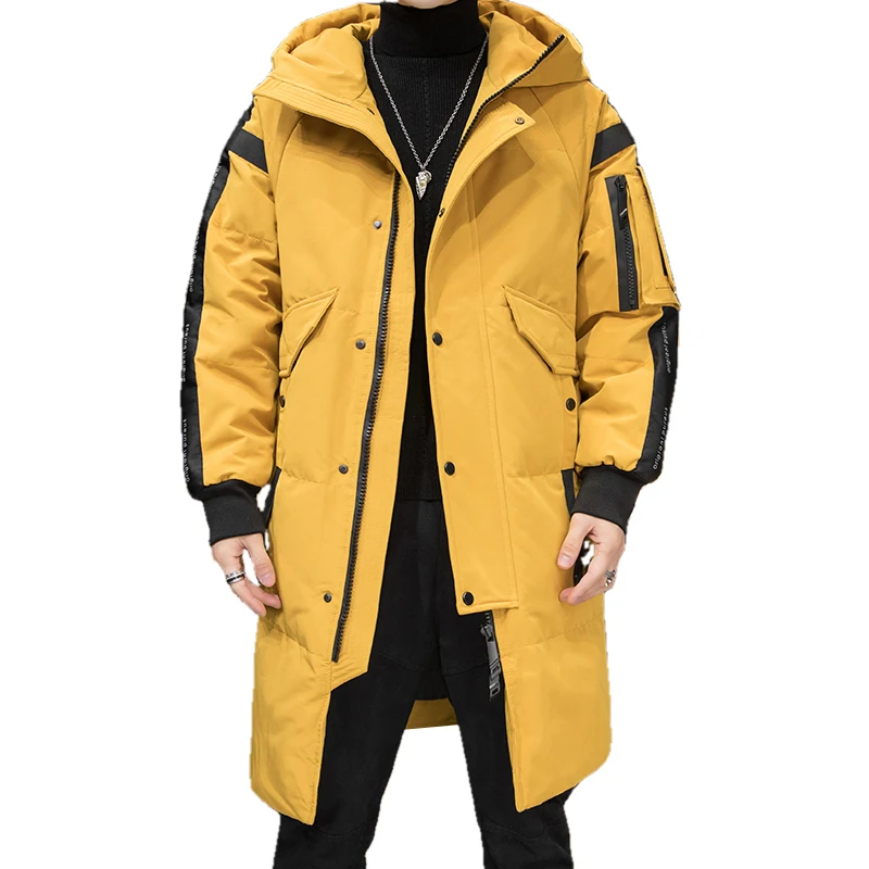 2021 Men\'s Winter Down Jacket Fashion Thick Warm Male Puffer Coat Mid-Length White Duck Down Casual Hooded Parkas Men Clothing