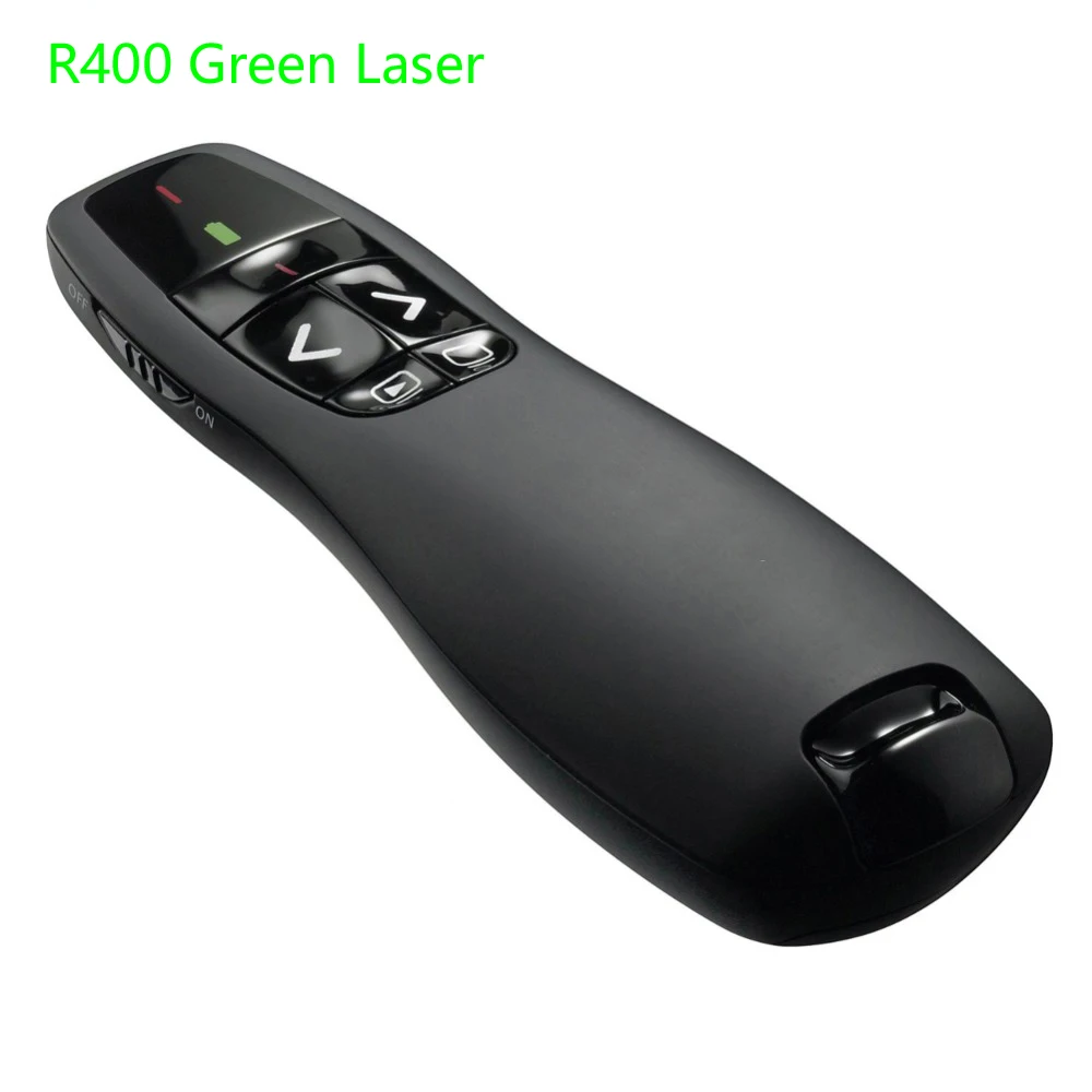 R400 Wireless Presenter Bright Green Red Laser Pointer Remote Control UP to 50-foot Range Not Included Battery