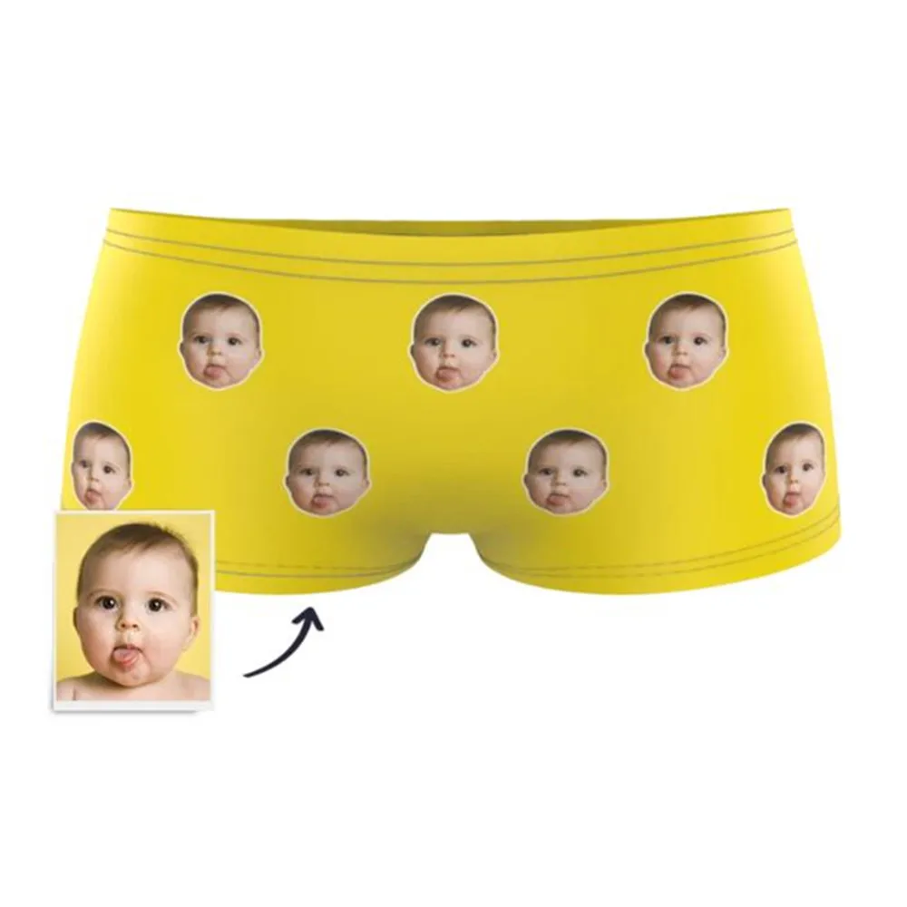 Custom kids photo Face Colorful Boxer Briefs underwear personalized christmas present birthday gift baptism christening keepsake