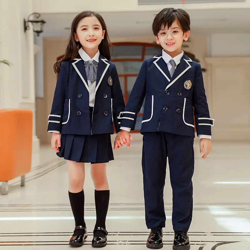 Autumn And Winter 4-piece Suit Kindergarten Pupils School Boys And Girls Blazer Suit Comfortable And Breathable Suit Set LB208