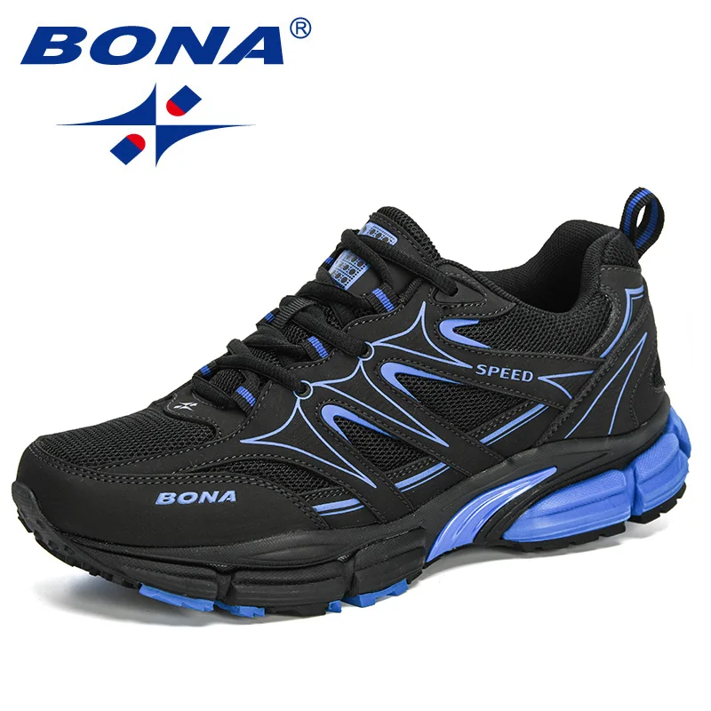 BONA New Designers Action Leather Mesh Running Shoes  Men Large Size Sneakers Sport Shoes Man Walking Jogging Footwear