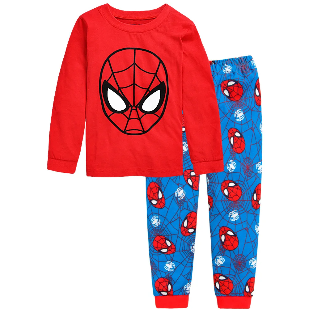 Free Shipping Children\'s Spider Set Kids Cars Sleepers Boys Girls Super Hero Cartoon LongSleeve Pyjamas Cotton Sleepwear