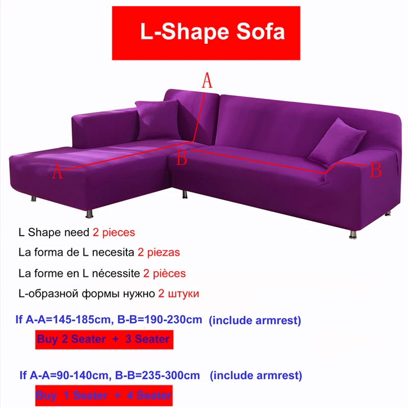 Sofa Covers for Living Room Solid Corner Couch Slipcovers Funda Sofa Elastica Material Sofa Protector for Sectionals 1/2/3/4Seat