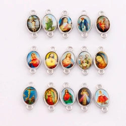 Catholic Religious Church Medals Saints Spacer End Connecor Charm Bead L1708 14.9x7.85mm 30pcs Zinc Alloy