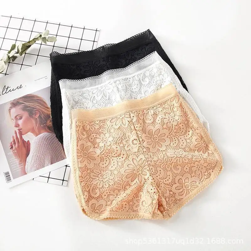 Boxer Underwear Women Anti-light Safety Pants Women Summer Thin Sexy Base Lace Crochet Shorts Factory Outlet