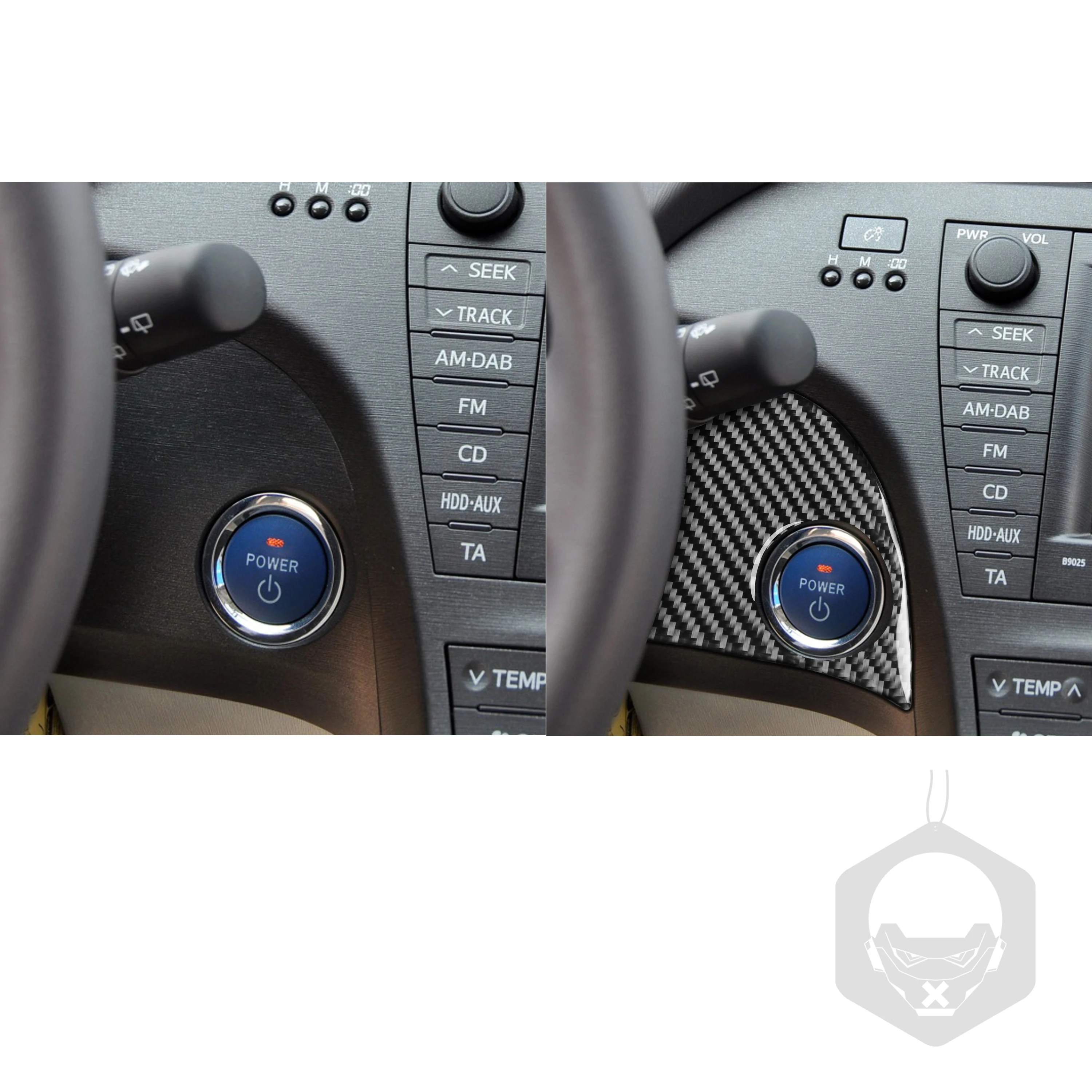 For Toyota Prius 2010-2015 XW30 ZVW30 ZVW35 Accessories Carbon Fiber Car Ignition Button Frame Panel Engine Start Switch Sticker