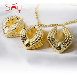 Sunny Jewelry New Sets Earrings Pendent Copper Hot Selling Large Hollow Style For Women African Nigeria Wedding Party Gifts
