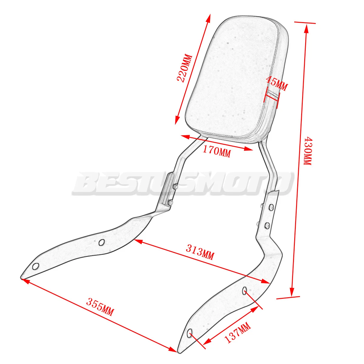 Motorcycle Backrest Sissy Bar For Yamaha Road Star XV1700 XV1700PC Warrior 2002-2010 XV1700PCM Midnight Warrior 2005-2009