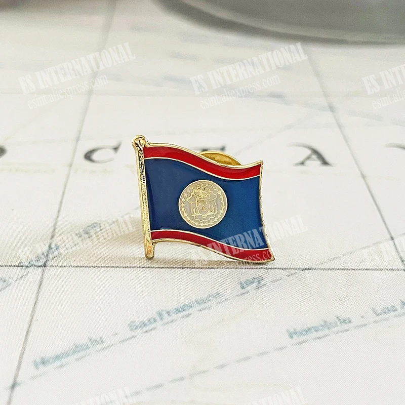 Belize National Flag Crystal Epoxy Metal Enamel Badge Brooch  Collection Souvenir Gifts  Lapel Pins Accessories  Size1.6*1.9cm