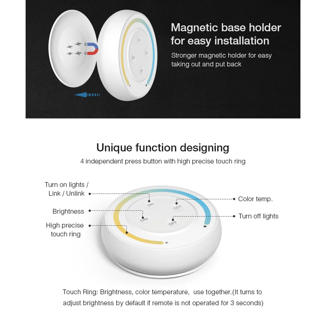 Miboxer 3V 2.4G Wireless S1 Color Temperature Remote Control S2 Rainbow RGB+CCT Remote For Color Dimmer LED Bulb Lamp Light