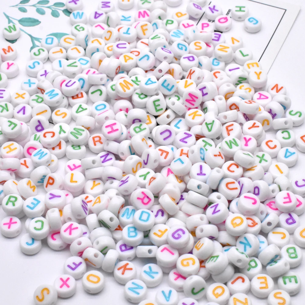 Loose Spacer 4*7MM 100pcs Acrylic Letter Beads For Jewelry Making Round Beads DIY Letter Bead Charms Bracelet Ear Accessories