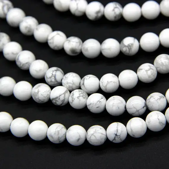 الجملة حقيقية Howlite الخرز 4 مللي متر 6 مللي متر 8 مللي متر 10 مللي متر 12 مللي متر 14 مللي متر 16 مللي متر جوهرة مستديرة حجر فضفاض الخرز للمجوهرات ، 1 من 15 "ستراند