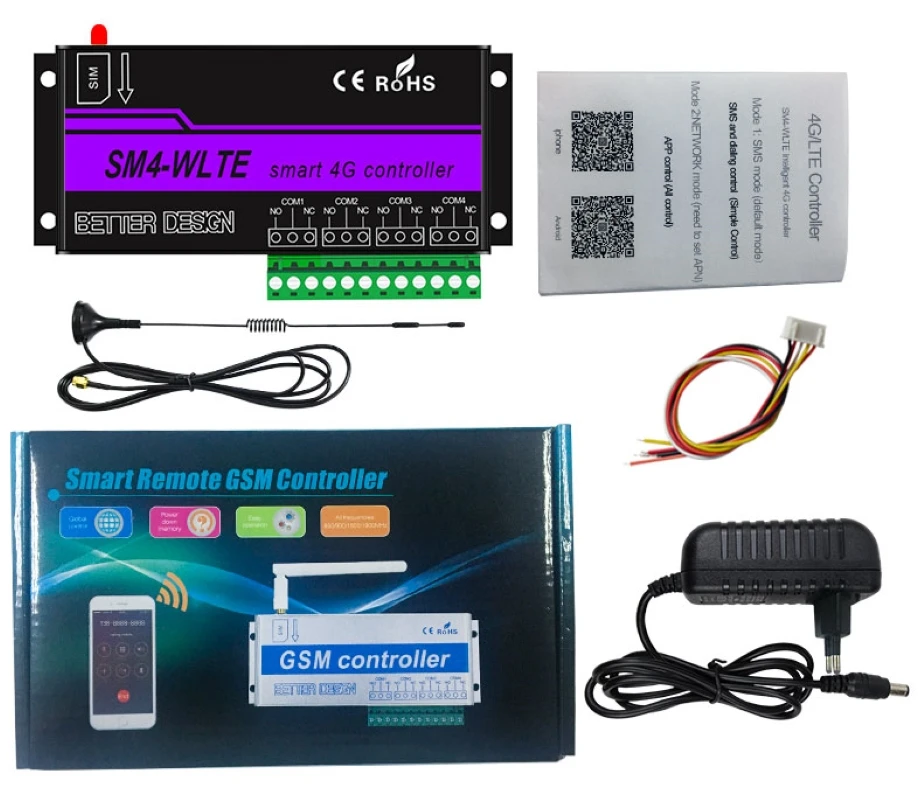 4G LTE 3G GSM Relay Controller SM1 Remote Control Power Switch SMS Call App GPRS Home Light Motor Door Access Gate Opener ON OFF