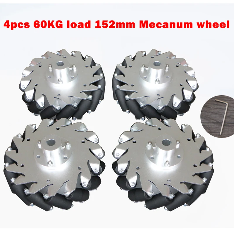 4pcs/set 60KG Big Load 152mm 6 inches Mecanum Wheel Robot Omnidirectional Wheels