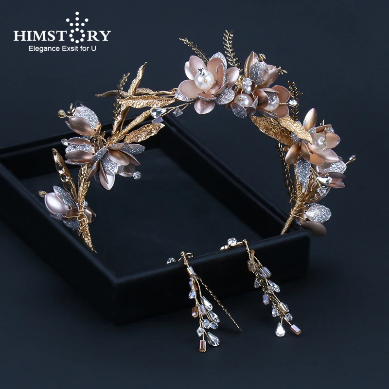 

Himstory Headwear Retro Style Hairband Fairy Pearl Flower Leaves Headband Girls Women's Princess Hair Accessories