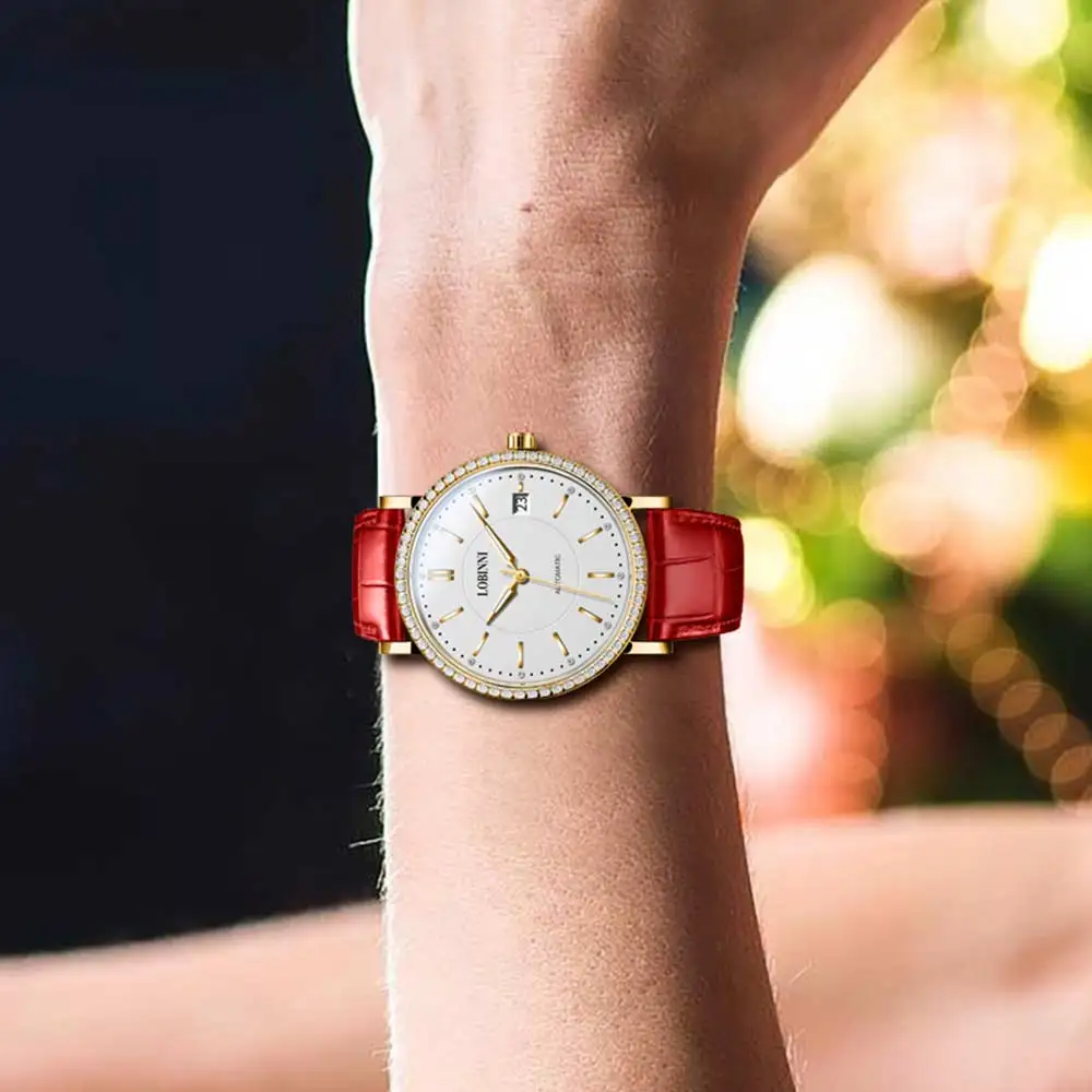 Switzerland Lobinni Luxury Brand Ladies Wrist Watch Fashion Seagull Mechanical Watches For Women Automatic reloj mujer Top Sale