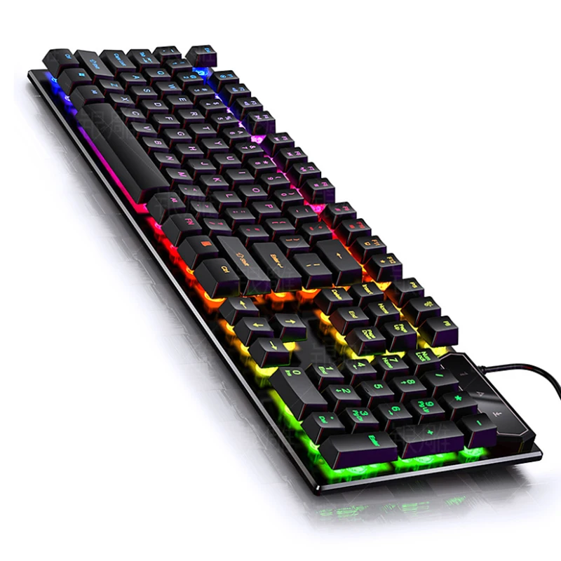 RGB Keyboard LED Gaming Keyboard 104 Tombol Backlit Kabel Lampu RGB USB Aksesori Komputer Keyboard Keyboard Game Mekanis