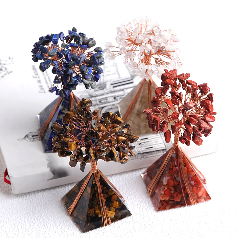 1PC Natural Crystal Tree Of Life Quartz  Rock Mineral Specimen Orgonite Pyramid Reiki Healing Stone Home Decor DIY Gift Souvenir