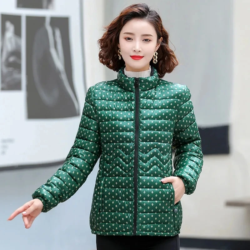 Print Down Cotton Coat Women\'s Short 2024 New Middle-Aged Elderly Mothers Wear Stand-Up Collar Color Winter Coat Women Jackets