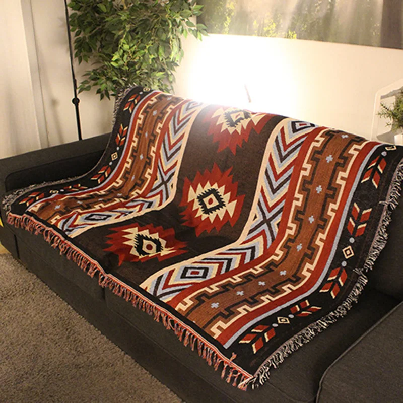 Casual Carpet Decoration National Retro Blanket Indian Creative Geometry Totem Tapestry Sofa Blanket Single Tapestry Sofa Mat