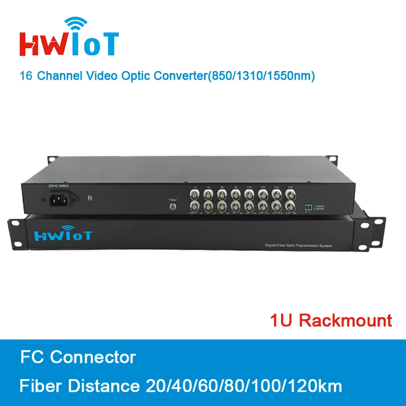 16 Channel Fiber Optic Video Converter for HD-TVI/CVI/AHD Camera with or without RS485 Including Transmitter and Receiver 2