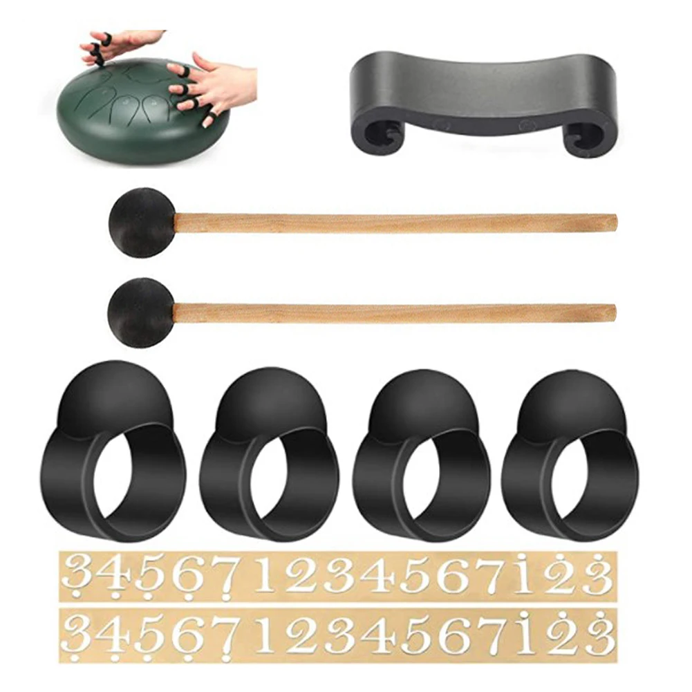 9pcs/Set Steel Tongue Drum Finger Picks Drumstick Finger Sleeves Handpan Percussion Drumsticks Stick Tongue Drum Accessories