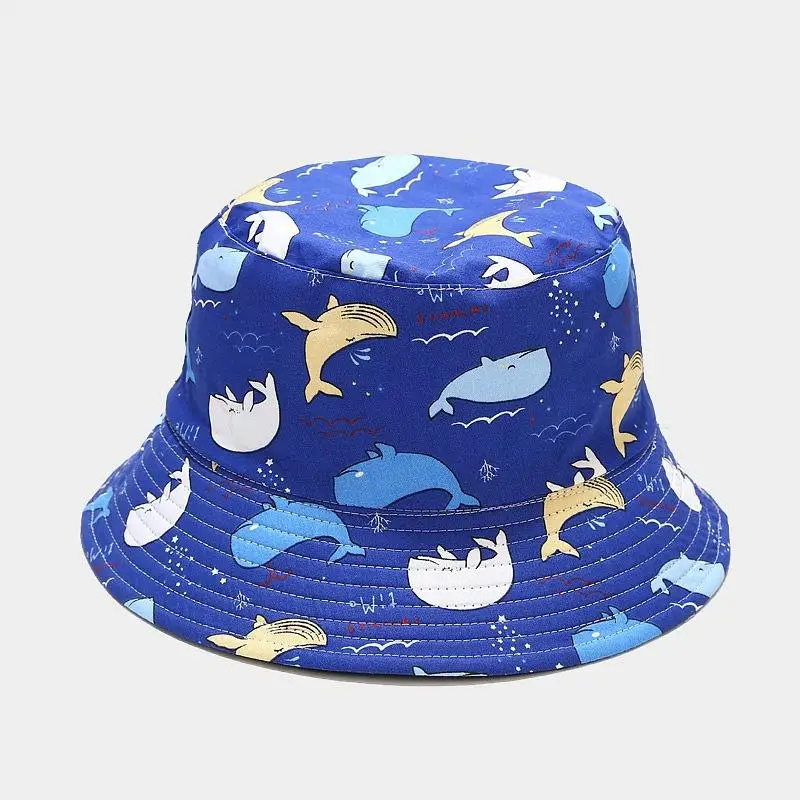 LDSLYJR 2021 Cartoon fish cotton Bucket Hat Fisherman Hat outdoor travel hat Sun Cap Hats for Men and Women 202