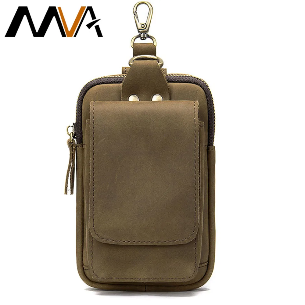 MVA genuine leather waist bag for women's belt bag female waist pack purse money pack for woman Bag for phone coin passport 7440