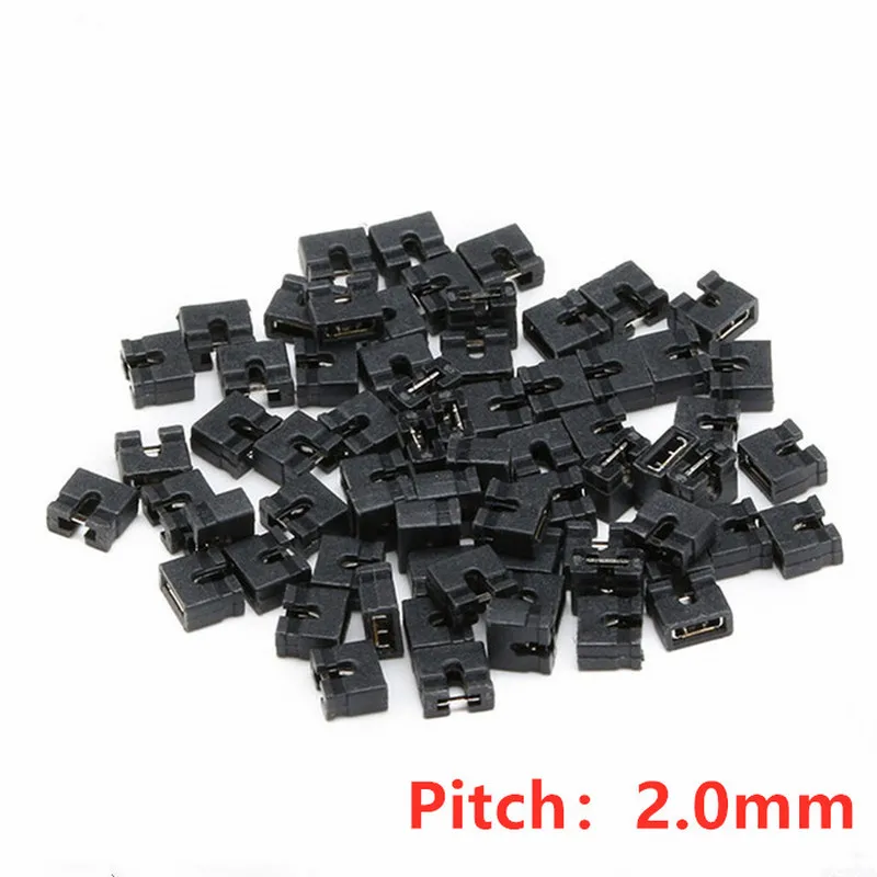 100 szt. Skok 2,0 mm nasadka zwarciowa Pin Header nasadka połączeniowa krótki blok czarna nasadka połączeniowa płytki drukowanej