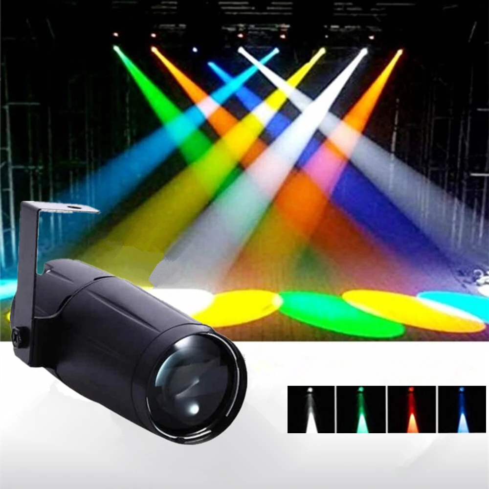 Mini 5W RGBW LED Spot Light Disco Mirror Ball Spotlight KTV DJ Party Show Beam Projector Stage Lights Shop Window Pinspot Light