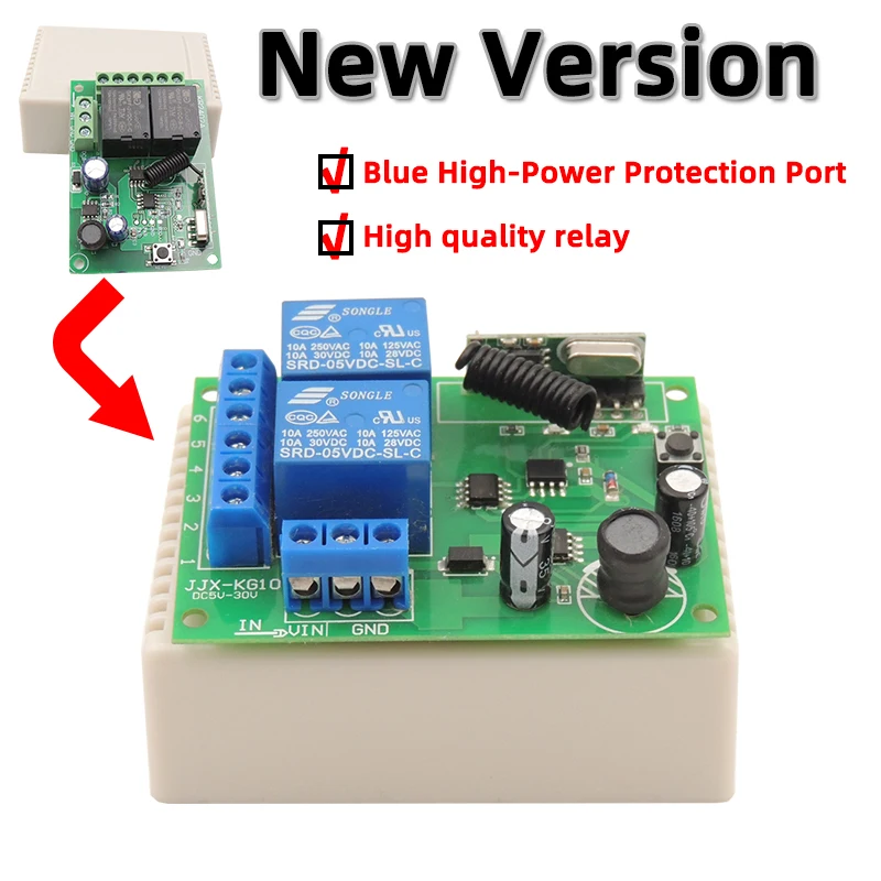 Wireless 433Mhz Remote Control Switch DC 6V 12V 24V 2CH 10A Receiver Module RF 1000m Transmitter For Garage Motor SlidingDoorLED