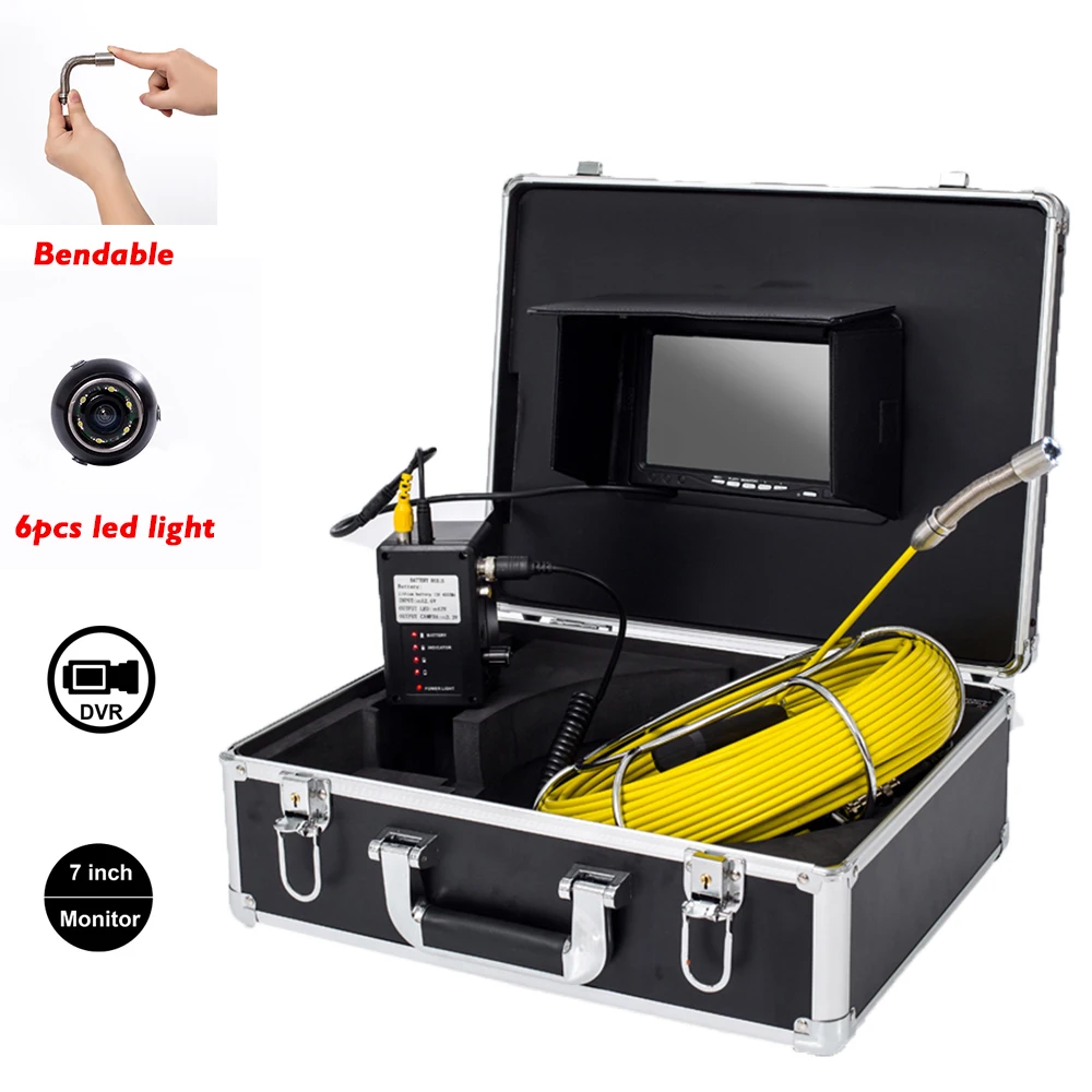 20/30/40/50M Cable 17mm Waterproof  Pipe Video Camera Head DVR Drain Sewer Pipeline Industrial Endoscope Inspection System