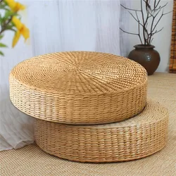 40x6cm Natural Straw Round Futon Tatami Mat Floor Cushion Meditation Yoga Round Mat Home Bedroom Chair Cushion